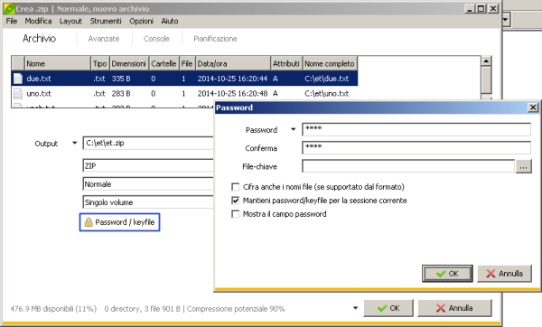 PeaZip Password ZIP