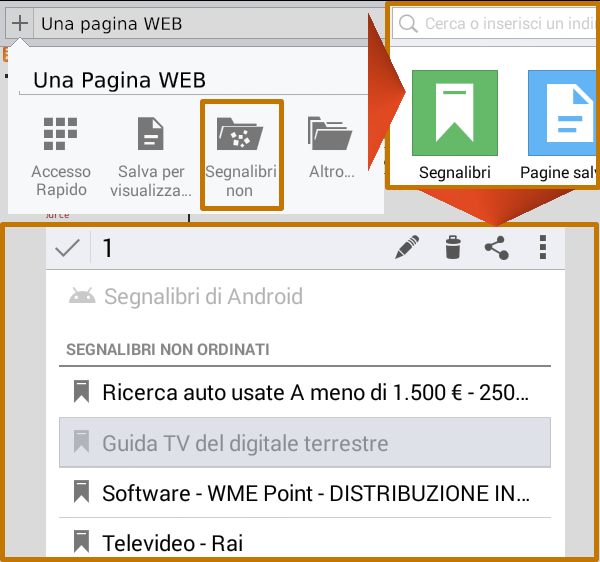 Opera Mini, gestire i segnalibri