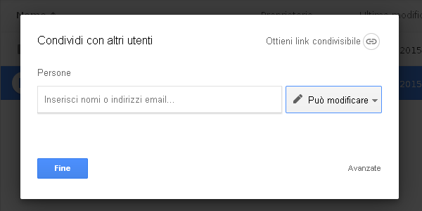 Google Drive Condividi Email