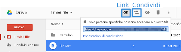 Google Drive, come condividere un file