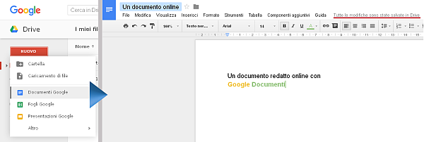 Google Drive, creare un documento di testo