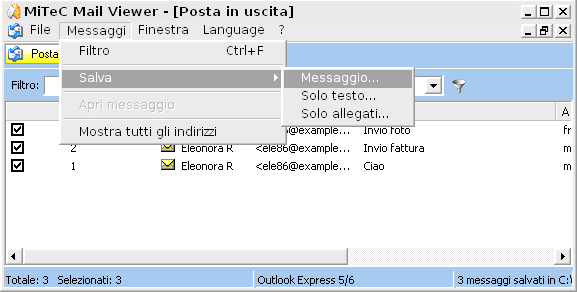 MiTeC Mail Viewer, salvare le mail di Outlook Express