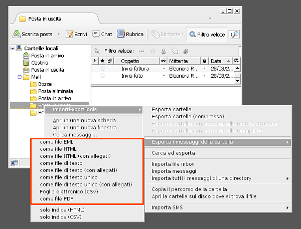 Thunderbird, esportare le email con ImportExportTools