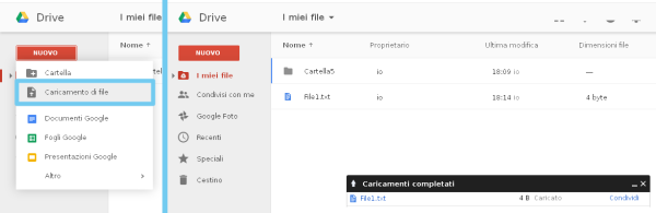 Caricare file su Google Drive