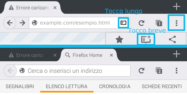 Elenco lettura in Firefox, leggere le pagine offline su Android