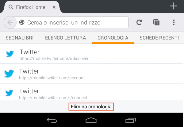 Firefox per Android cronologia (1)