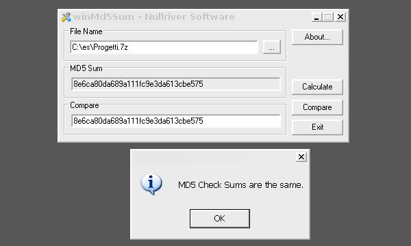 WinMd5Sum, calcolare l'hash MD5 di un file