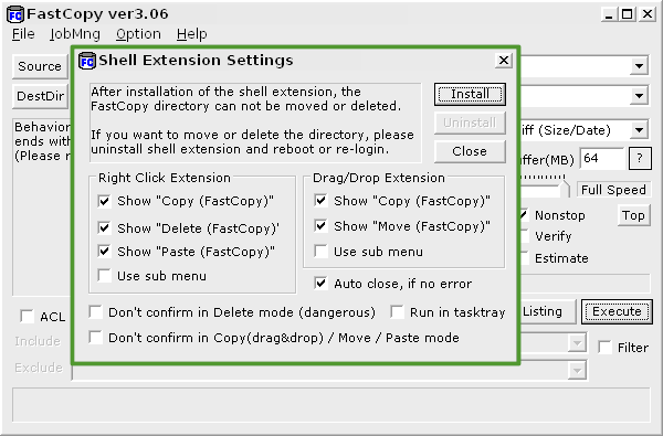 Integrare FastCopy nella shell di Windows