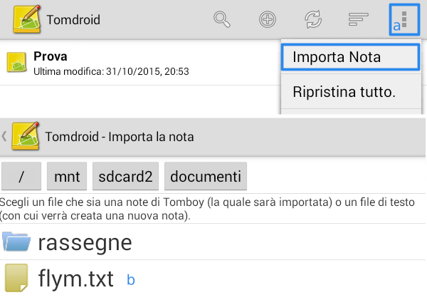 TomDroid Importa