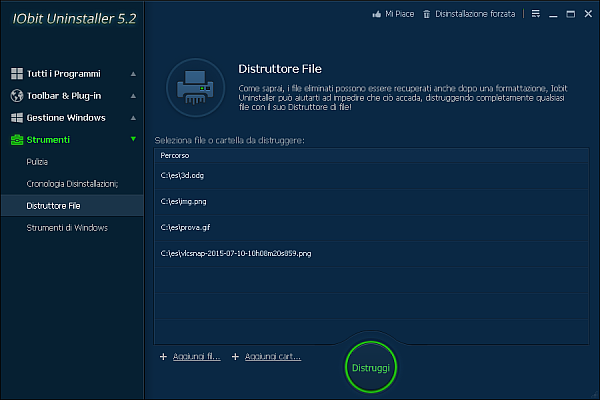 IObit Uninstaller Distruttore File