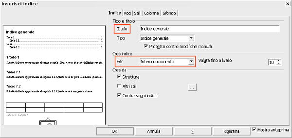 OpenOffice Writer Indice 2