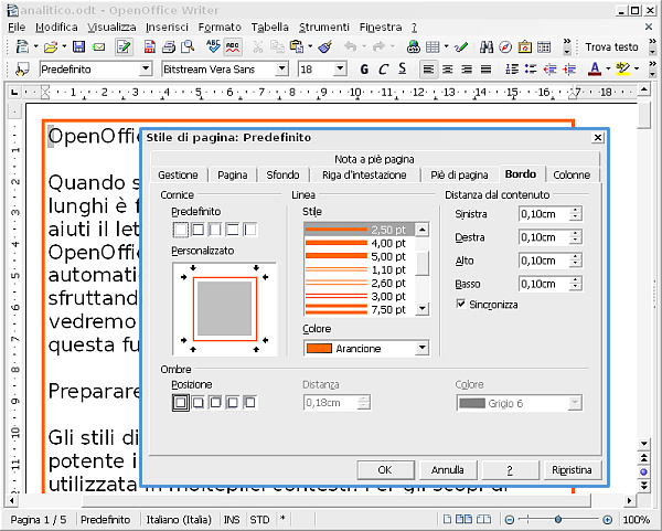 OpenOffice Writer bordo