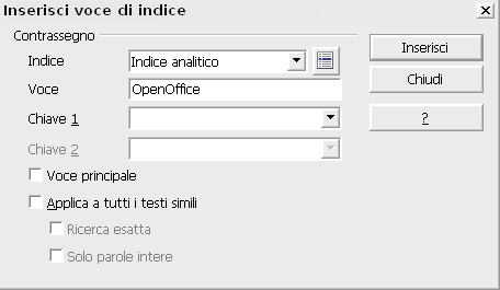 OpenOffice Writer indice analitico 1