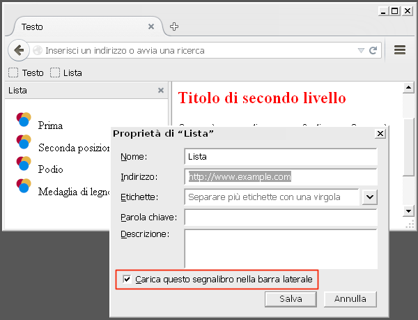 Firefox, aprire i segnalibri nella barra laterale