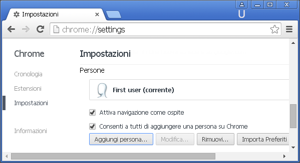 Google Chrome utenti supervisionati