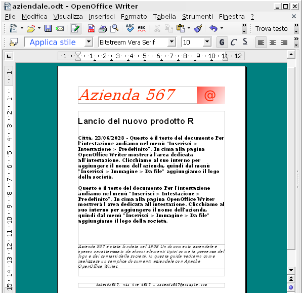 OpenOffice Writer, come creare un documento aziendale