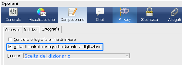 dizionario italiano thunderbird