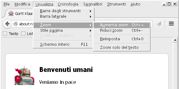 Firefox scorciatoie da tastiera