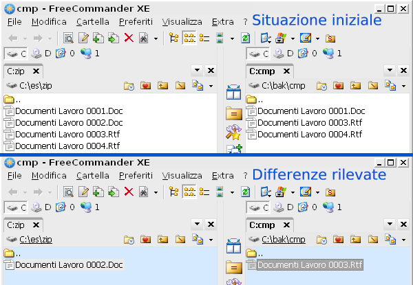 FreeCommander confrontare due cartelle