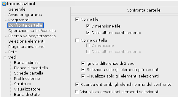 FreeCommander confrontare due cartelle