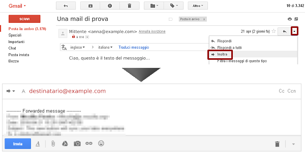 Gmail, come inoltrare una email