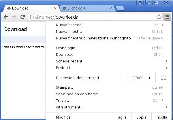 Google Chrome scorciatoie da tastiera