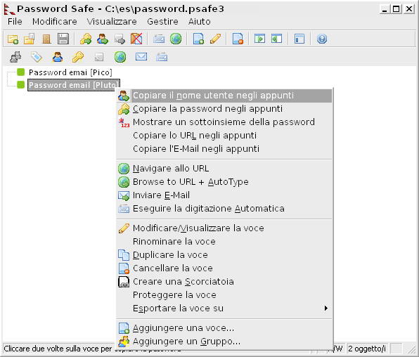 Usare Password Safe con il browser