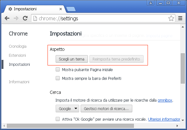 Google Chrome, cambiare tema