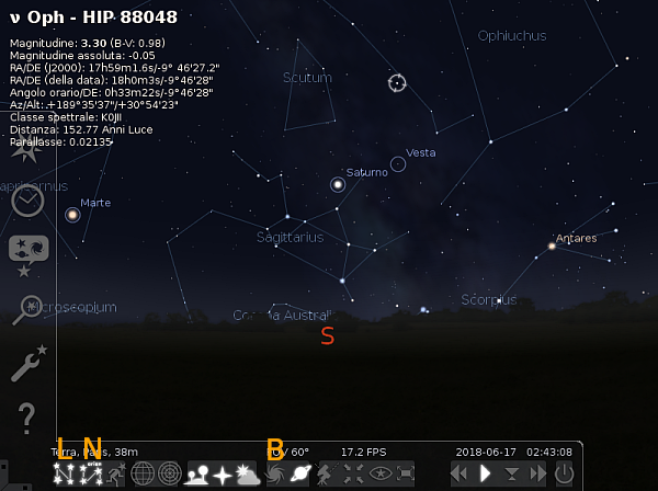 Stellarium: i nomi di stelle, pianeti e costellazioni