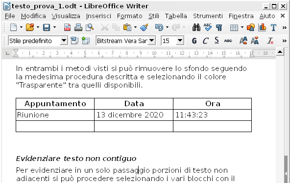 LibreOffice Writer, i tipi di dati nelle tabelle