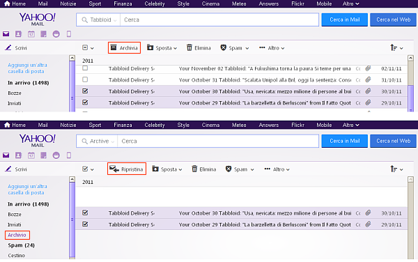 Yahoo Mail, come archiviare i messaggi