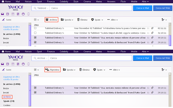 Yahoo Mail Archivio