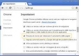 Google Chrome precaricamento