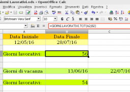 OpenOffice Calc Giorni Lavorativi