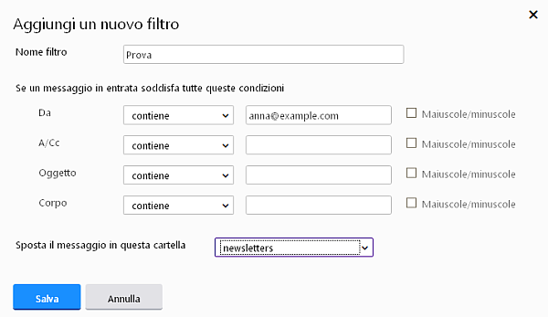 Yahoo Mail Filtri 2