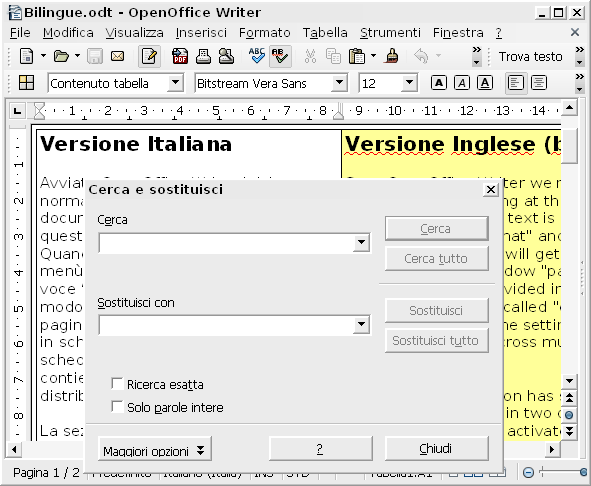 OpenOffice Writer, sostituire un testo in un documento