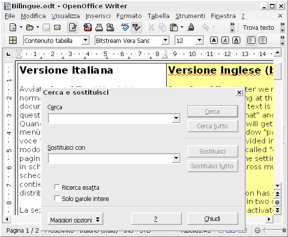 openoffice writer sostituici