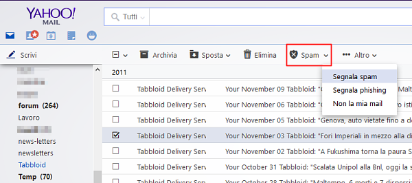 Yahoo Mail, come segnalare lo spam