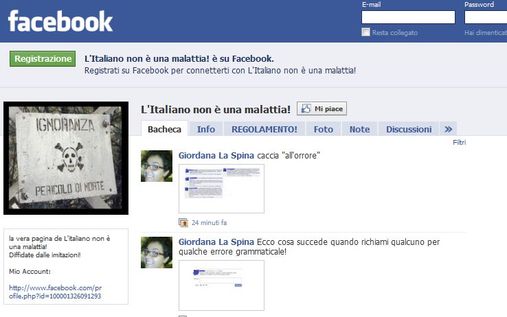 errore lingua su Facebook