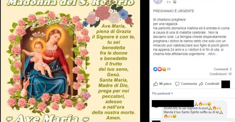 Come riconoscere la catena con preghiera di Don Davide Carrara su Facebook ad ottobre