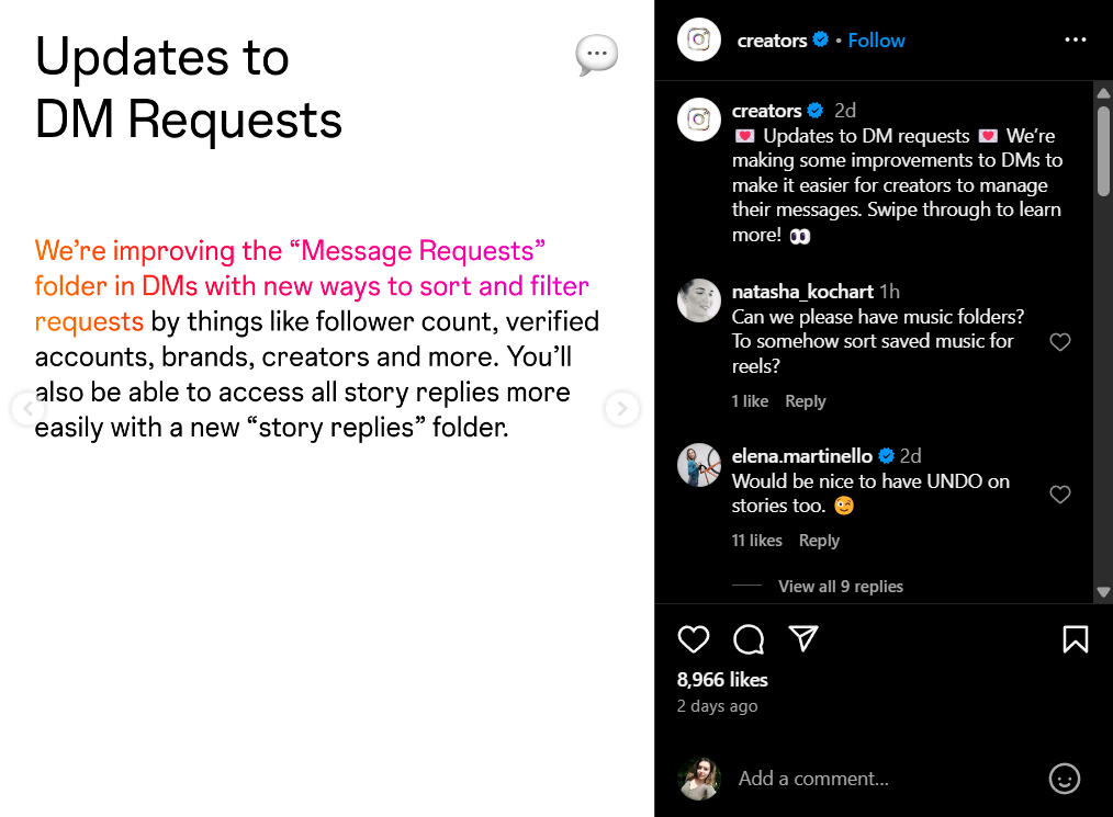 messaggi neri Instagram